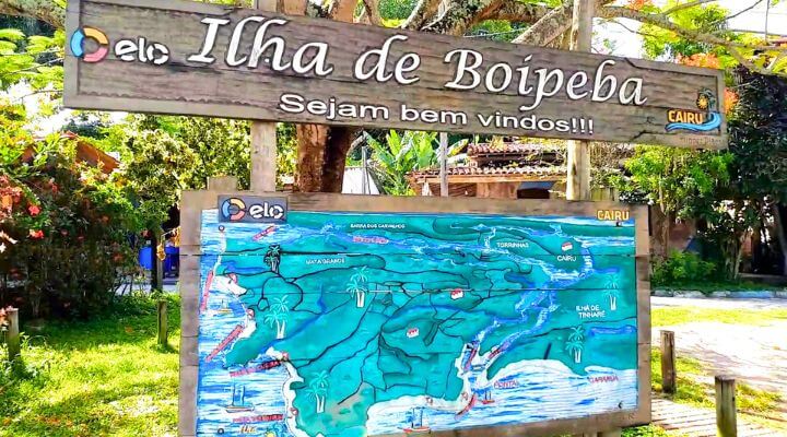Placa de Sejam bem Vindos na Ilha de Boipeba
