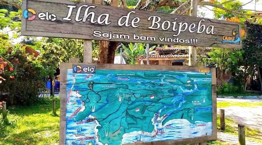 Placa de Sejam bem Vindos na Ilha de Boipeba
